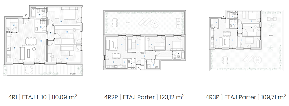 layout-uri diferite de apartamente cu 4 camere
